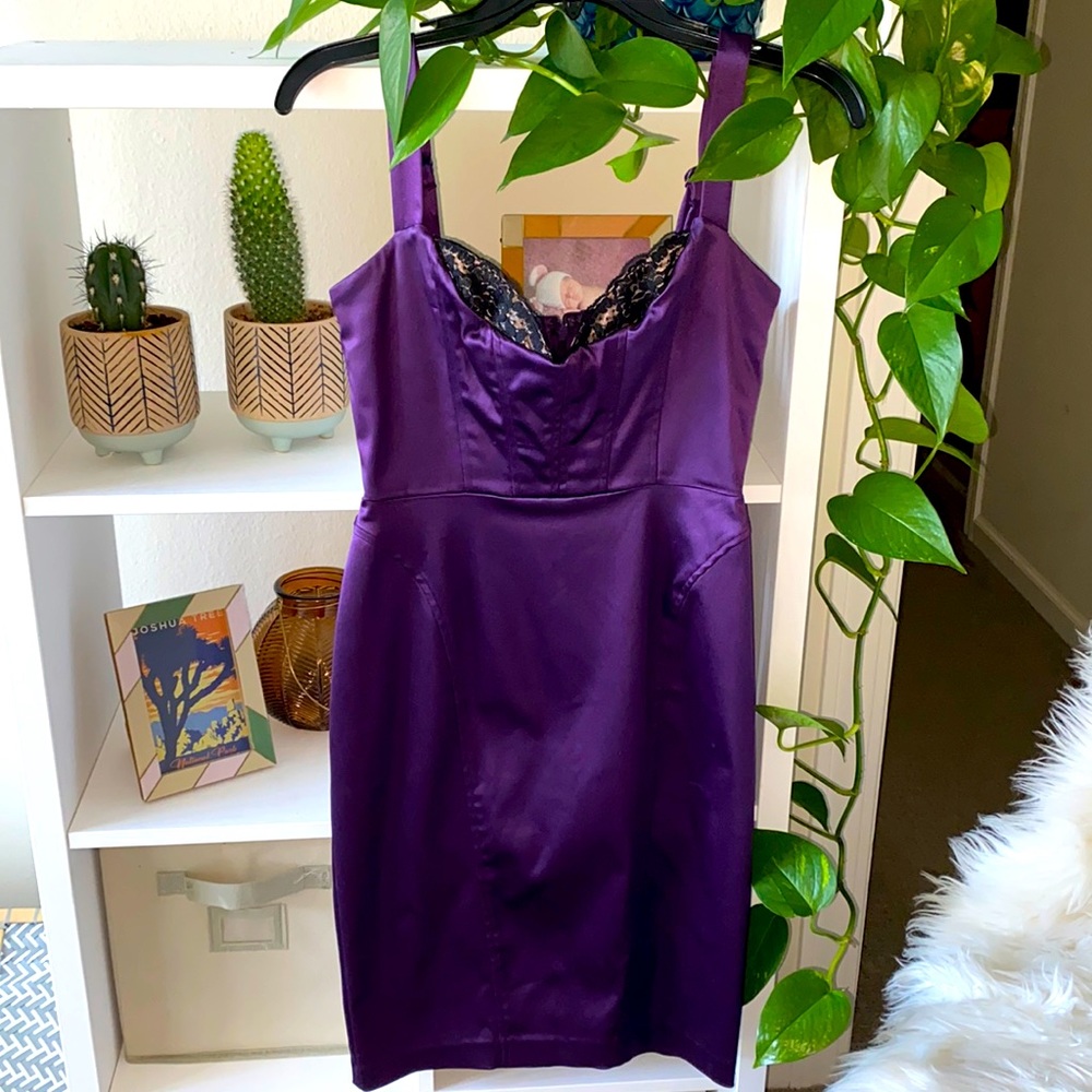 MOVING SALE Bebe purple flirty mini dress